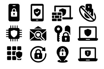Obraz premium Smart device icon vector backup security lock permission usb recovery icons data