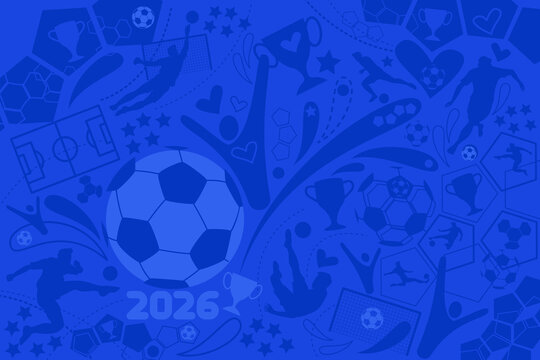 Fototapeta Soccer cup red background, football world championship 2026, vector illustration
