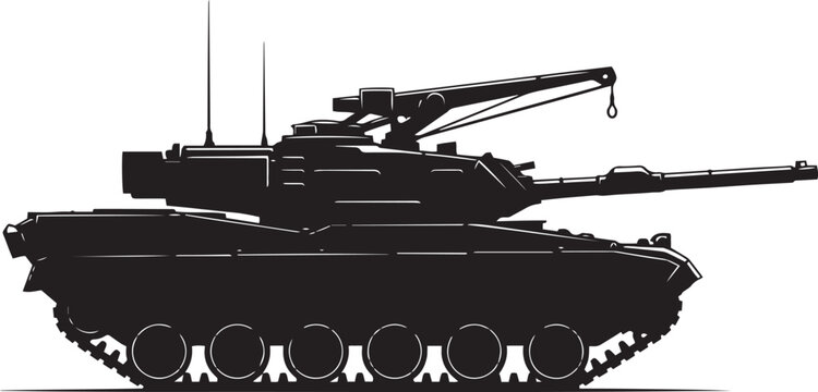ARV Tank Silhouette &ndash; Armored Recovery Vehicle Vector Icon