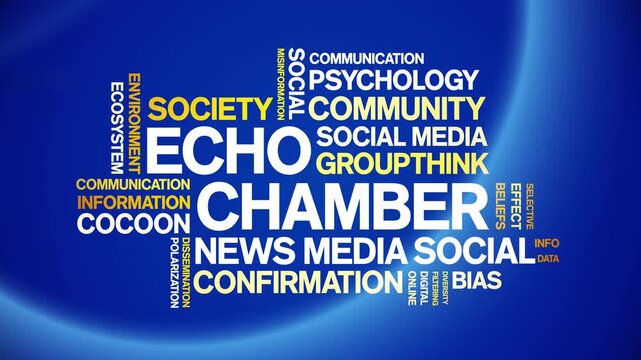 Echo Chamber animated word cloud-text design animation tag kinetic typography seamless loop.