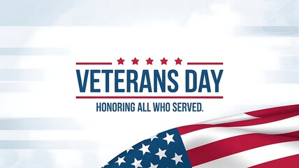 Veterans day graphic honoring all who served with american flag detail