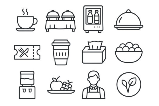 Dispenser napkin table conference icons drink platter icon vector voucher buffet catering
