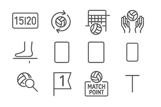 Double icons rotation point icon yellow volleyball timeout vector net card scoring