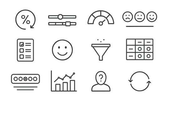 Feedback funnel bar matrix nps icons analytics response loop survey vector icon