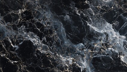 Naklejka premium Close-up of black marble surface, gold veins. Elegant, high-end stone texture. Dark, moody design