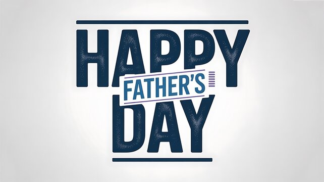 Happy fathers day text graphic in distressed blue font isolated on white background