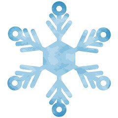 Watercolor Blue Snowflake Icon Illustration, Winter Decoration Element