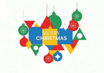 Festive abstract geometric shapes and ornaments celebrate Christmas.