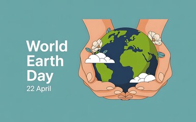 Hands gently holding the planet earth for world earth day celebration
