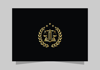 Fototapeta premium Luxury Lawyer logo design, justice law firm golden logo vector design