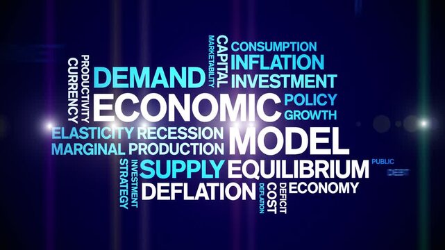 Economic Model animated word cloud-text design animation tag kinetic typography seamless loop.