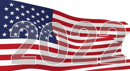 Year 2022 superimposed on a waving national flag.