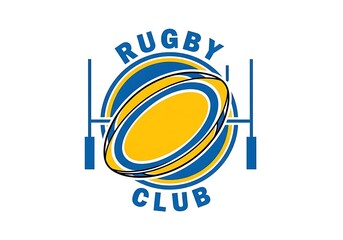 Rugby ball and goal posts  represents a sports club.