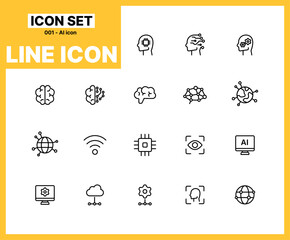AI Technology Line Icons Pack for Digital Interface