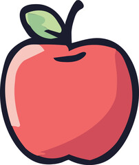Red Apple Vector Illustration – Cute Hand-Drawn Fruit Icon