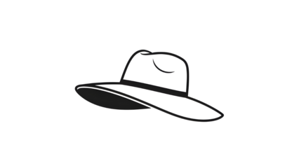 Wide brim sun hat vector icon representing summer fashion, vacation, travel, and accessory. isolated PNG with Transparent Background