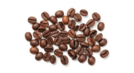 Fototapeta premium Scattered roasted coffee beans create a warm and inviting natural texture.