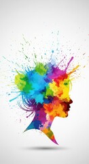 Naklejka premium Colorful mind splash portraying creativity and vibrant expression conceptualized design
