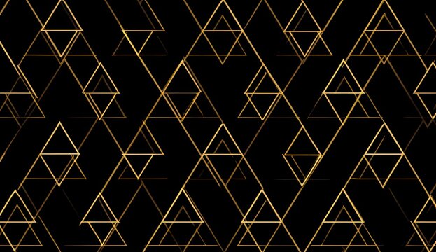 Golden triangular geometric pattern on a black background, perfect for digital design
