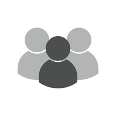 a simple flat group people icon vector, three human silhouettes