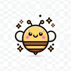 Cute cartoon bee illustration with sparkling stars.