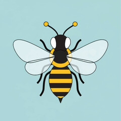 Cute Cartoon Bee Illustration with Yellow and Black Stripes.