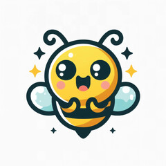 Cute Kawaii Bee Character Illustration.