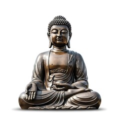 Seated bronze statue of a serene figure with a calm expression.