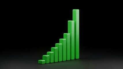 Green ascending bar graph representing growth on a black background.