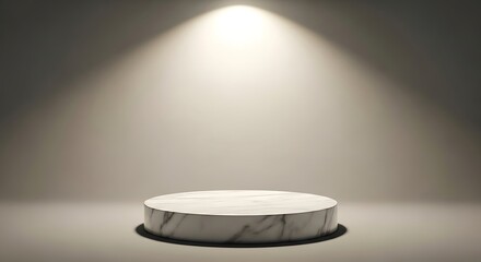 Marble podium is illuminated by a spotlight against a neutral background.