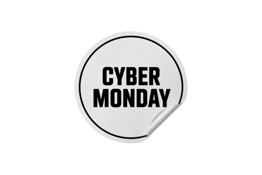 Grab shoppers' attention with a Cyber Monday sticker promoting huge sales and discounts, perfect for ads, websites, and social media campaigns to boost conversion