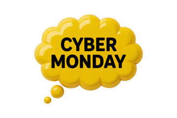 Cyber Monday sales event with a yellow thought bubble, perfect for grabbing attention and boosting your holiday marketing campaign, offering great deals now