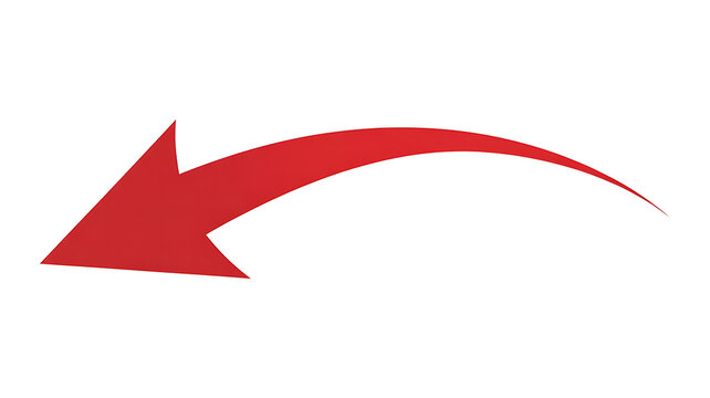 Red arrow pointing left isolated on white background, suggesting direction or navigation element use
