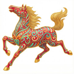 Decorative running horse with patterns