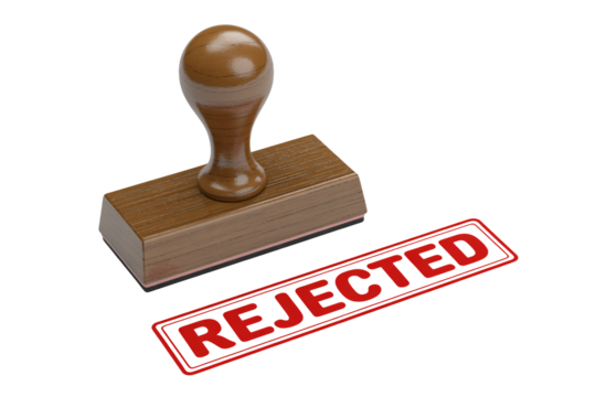 Rejected stamp in red ink conveys denial and negativity, ideal for business or creative projects showing setbacks or quality control issues