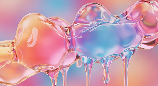 Abstract colorful iridescent liquid dripping modern design background art.