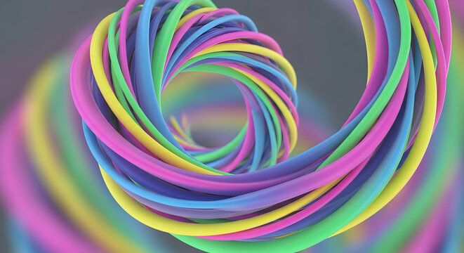 Dynamic colorful abstract twisted tubes spiral background art