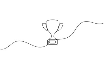 One line drawing of a trophy award symbolizing success victory