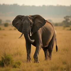 Obraz premium AI generated Noble elephant standing tall demonstrates power and refined dignity in wild