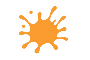 Orange paint splashing, creating a vibrant ink blob or stain on a transparent background, abstract liquid graphic