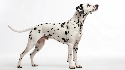 Cute black and white Great Dane puppy looking at the camera on an isolated white background