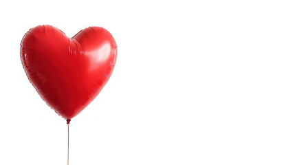 Shiny red heartshaped foil balloon isolated on transparent background