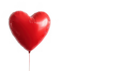 Shiny red heartshaped foil balloon isolated on transparent background