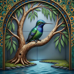 Obraz premium Bird sitting on a tree in the garden