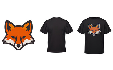 Red fox character cartoon with a hood silhouette design illustration for a black cat tshirt on transparent background