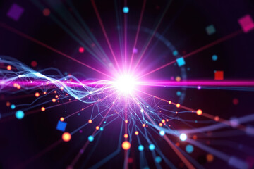Fototapeta premium Vibrant Energy Network Digital Sparks