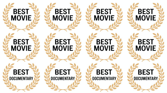 Collection of 12 Golden Laurel Wreath Awards for Best Movie and Best Documentary - Graphic Design Elements
