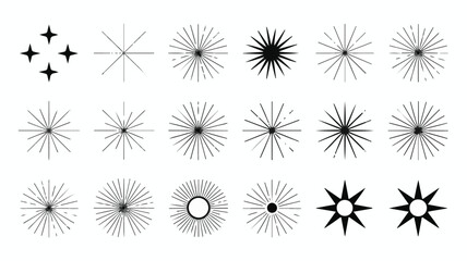 A Collection of Black and White Starburst and Sparkle Graphic Elements