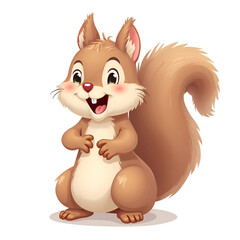 Cartoon happy squirrel isolated on white background