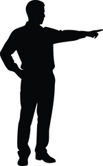 a silhouette of a man gesturing with his right hand pointing forward